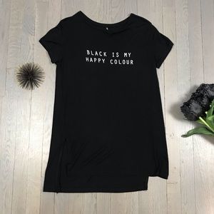 stradivarius Black Is My Happy Colour Tunic Top